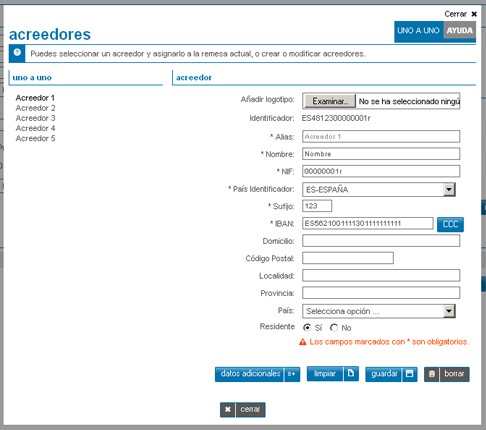 Ejemplo de seleccin de acreedor